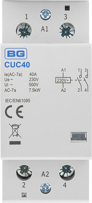 BG CUC40 40A Double Pole 2 Module Contactor - westbasedirect.com