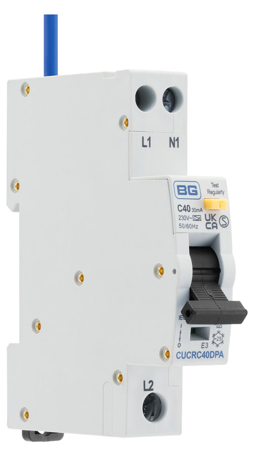 BG CUCRC40DPA 40A 30mA C Curve Type A Double Pole Compact RCBO Bi-Directional - westbasedirect.com