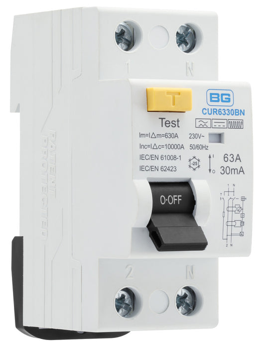 BG CUR6330BN 63A Double Pole 2 Module 30mA Type B RCD Bi-Directional - westbasedirect.com
