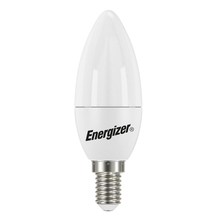 Energizer S16706 4.9W 470lm E14 SES Candle LED Bulb Opal Warm White 3000K Boxed (2 Pack) - westbasedirect.com