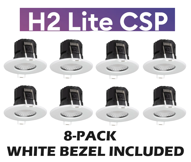 Collingwood DLT551500A8 H2 Lite CSP 4.2W-6W IP65 Fire-Rated Fixed CCT LED Dimmable Downlight with Matt White Bezel (8 Pack) - westbasedirect.com