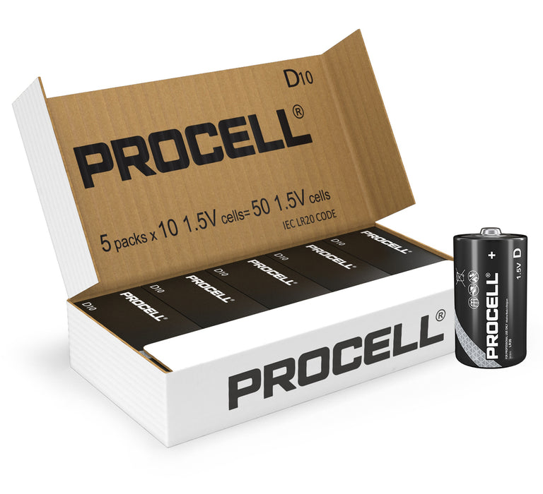 Duracell Procell Constant Power D LR20 PC1300 Alkaline Industrial Batteries | Box of 50 - westbasedirect.com