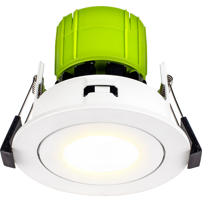 Luceco EFTA60W30 FType Adjustable 6W Dimmable Warm White 3000K IP20 Fire Rated LED Downlight - White - westbasedirect.com
