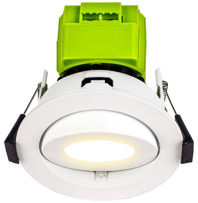 Luceco EFTA60W30 FType Adjustable 6W Dimmable Warm White 3000K IP20 Fire Rated LED Downlight - White - westbasedirect.com