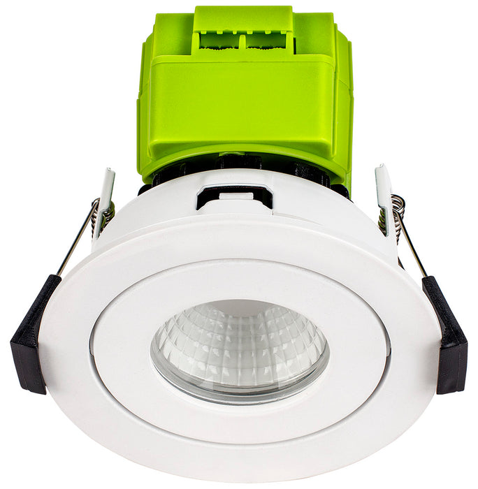Luceco EFTA60W30 FType Adjustable 6W Dimmable Warm White 3000K IP20 Fire Rated LED Downlight - White - westbasedirect.com