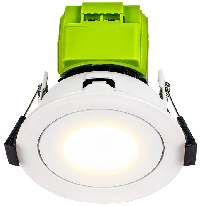 Luceco EFTA60W30 FType Adjustable 6W Dimmable Warm White 3000K IP20 Fire Rated LED Downlight - White - westbasedirect.com