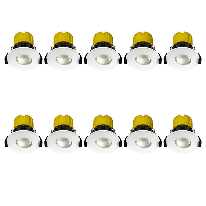 Luceco EFTD2W FType Dim2Warm 6W IP65 Fire Rated Downlight - White (10 Pack) - westbasedirect.com