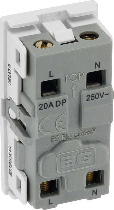 BG EMSW30W Euro Module 20A DP Switch - White - westbasedirect.com