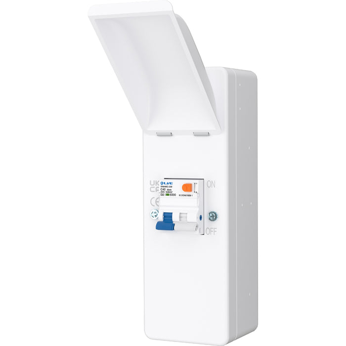 LIVE Electrical EMU2-R 2 Way IP40 Metal EV Charging Unit with 40A Type A DP RCBO C Curve - westbasedirect.com