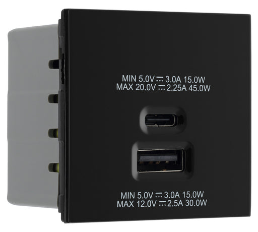 BG EMUSBAC45B Euro Module 2 Port A & C 45 USB Charging Module - Black - westbasedirect.com