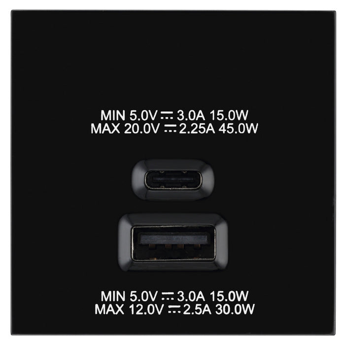 BG EMUSBAC45B Euro Module 2 Port A & C 45 USB Charging Module - Black - westbasedirect.com