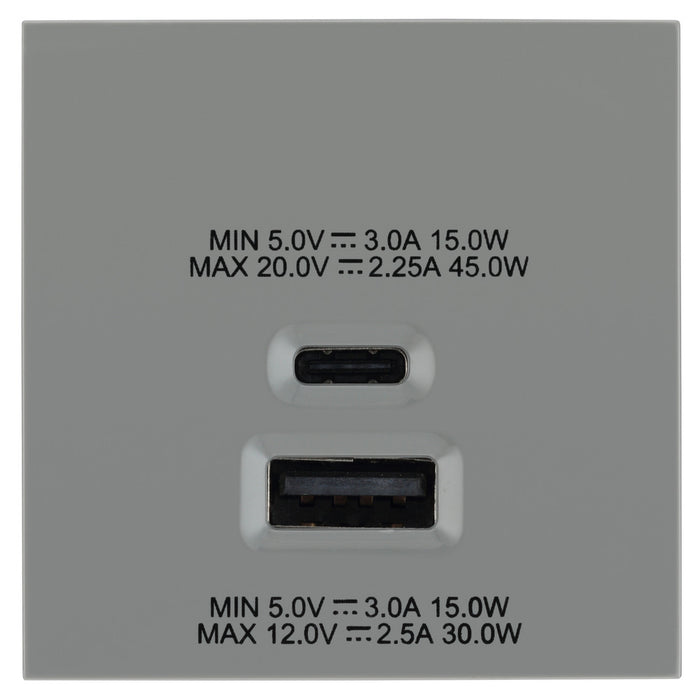 BG EMUSBAC45G Euro Module 2 Port A & C 45 USB Charging Module - Grey - westbasedirect.com