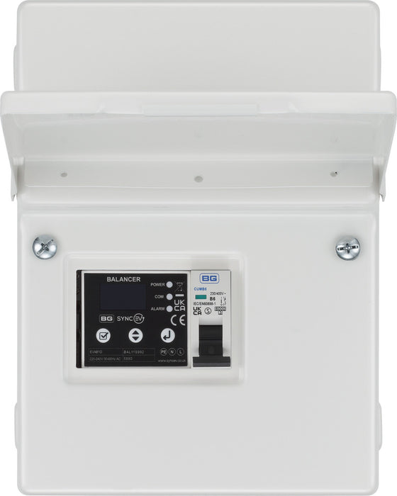 BG SyncEV EVAB1ESP120 Balancer EV Load Management CT Hub Single Phase in IP20 Enclosure 6A MCB + 1x120A CT - westbasedirect.com