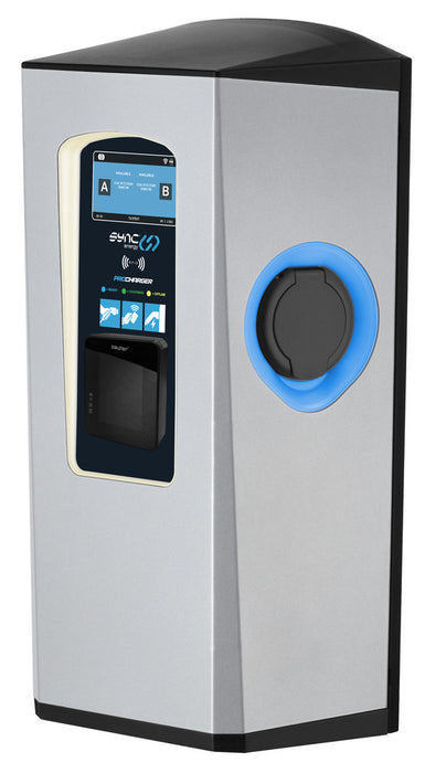 BG SyncEV EVPCWSM27BGRP Pro Charger Wall Mount Dual Socket Outlet Single Phase 2X7.4kW Integrated MID Meter 4G Pay Terminal - westbasedirect.com