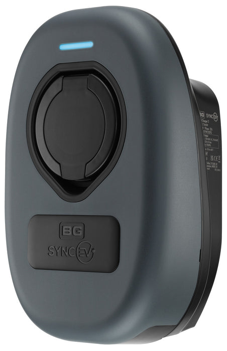BG SyncEV EVWC2S22GR EV Wall Charger 22kW Three Phase Type 2 Socketed Wi-Fi/LAN/RFID - Black - westbasedirect.com