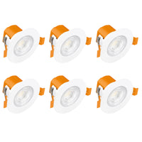 Enlite FD1/CS 230V 6W LED IP65 Fixed Dimmable CCT Fire Rated Downlight White 3000K/4000K/6500K (6 Pack)