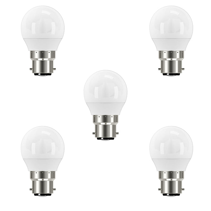 Eveready S13602 B22 BC Golf LED Bulb Opal 4.9W 470lm Warm White 3000K (5 Pack) - westbasedirect.com