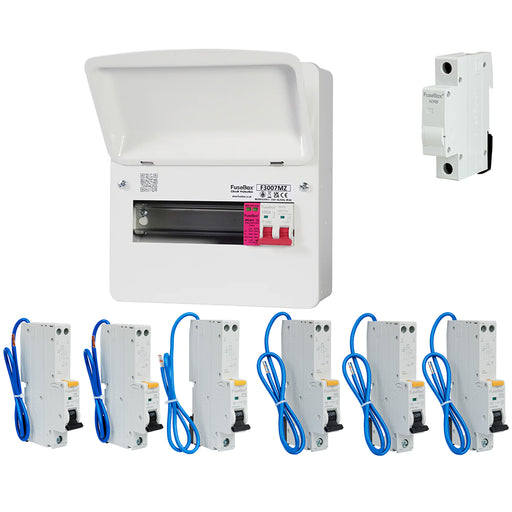 FuseBox F3007MZ 7 Way T2 SPD Consumer Unit + 6 Type A RCBOs & 1x FREE DIN Rail Blanks - westbasedirect.com