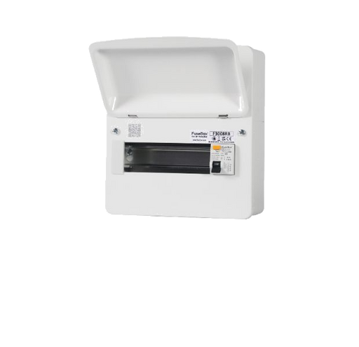 FuseBox F3008RB 10 Module 8 Way RCD Incomer Consumer Unit with 63A 30mA Type B RCD - westbasedirect.com