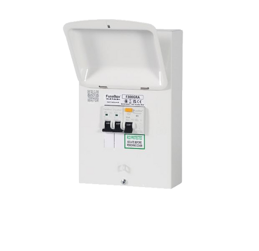 FuseBox F300GRA Metal Garage Unit with 63A 30mA Type A RCD & B6 B16A MCBs - westbasedirect.com