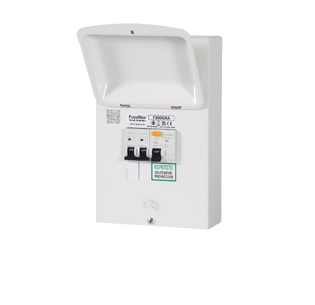 FuseBox F300GRA Metal Garage Unit with 63A 30mA Type A RCD & B6 B16A MCBs - westbasedirect.com