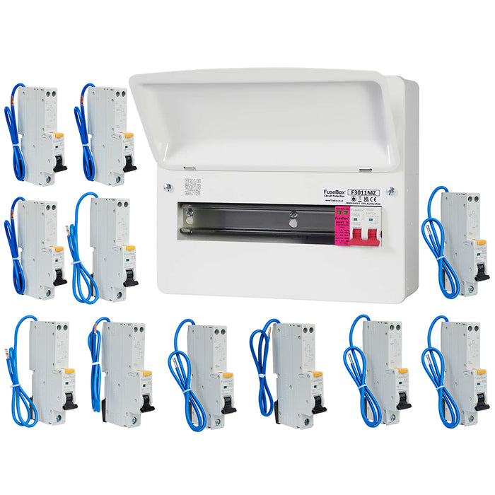 FuseBox F3011MZ 11 Way T2 SPD Consumer Unit + 11 Type A RCBOs - westbasedirect.com