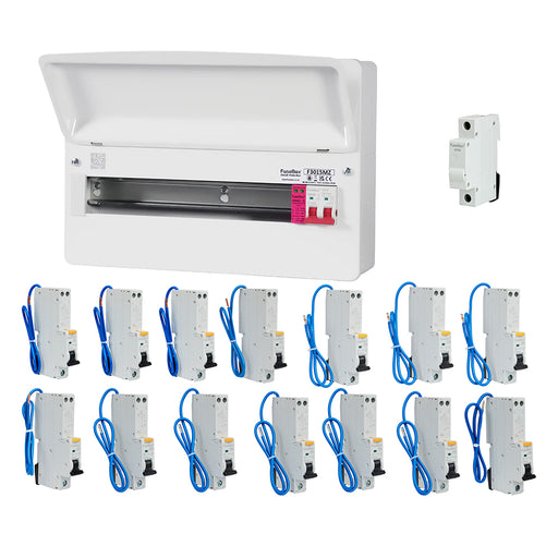FuseBox F3015MZ 15 Way T2 SPD Consumer Unit + 14 Type A RCBOs & 1x FREE DIN Rail Blanks - westbasedirect.com