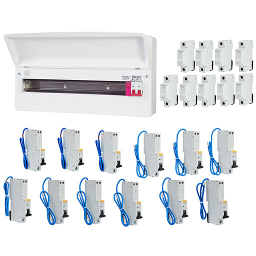 FuseBox F3021MZ 21 Way T2 SPD Consumer Unit + 12 Type A RCBOs & 9x FREE DIN Rail Blanks - westbasedirect.com