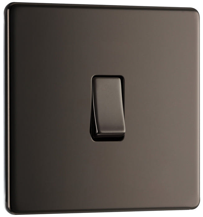 BG FBN12 Flatplate Screwless Single Light Switch 10A - Black Nickel - westbasedirect.com
