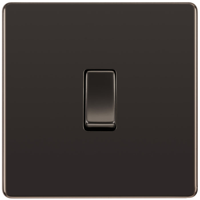 BG FBN12 Flatplate Screwless Single Light Switch 10A - Black Nickel - westbasedirect.com
