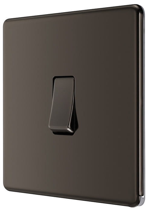 BG FBN12 Flatplate Screwless Single Light Switch 10A - Black Nickel - westbasedirect.com