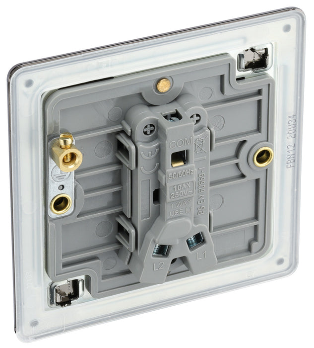 BG FBN12 Flatplate Screwless Single Light Switch 10A - Black Nickel - westbasedirect.com