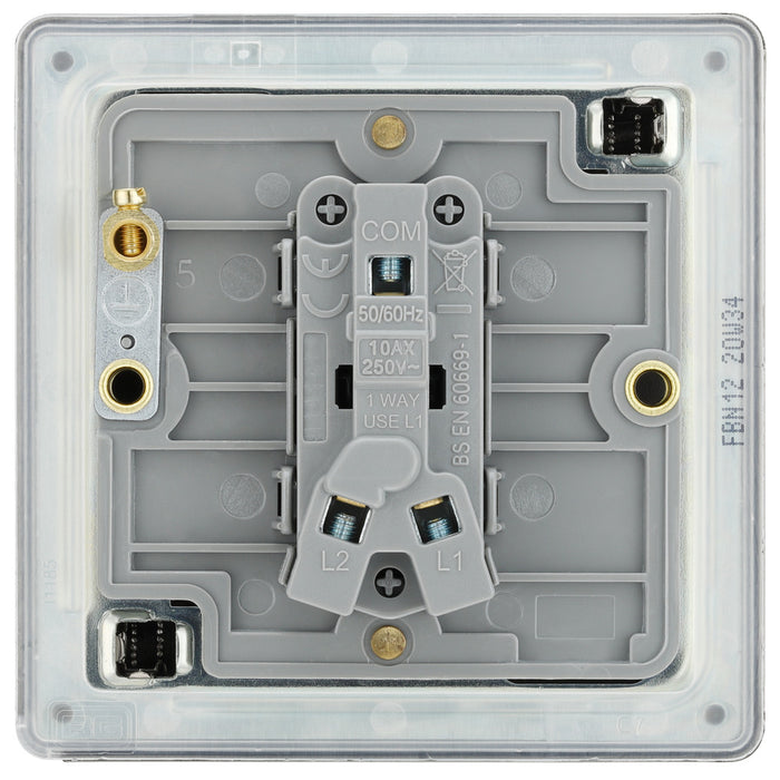 BG FBN12 Flatplate Screwless Single Light Switch 10A - Black Nickel - westbasedirect.com