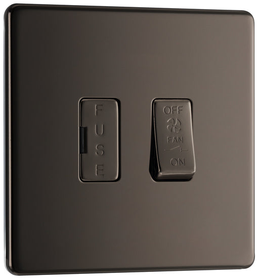 BG FBN15F Flatplate Screwless Triple Pole Fused Fan Isolator Switch 10A - Black Nickel - westbasedirect.com