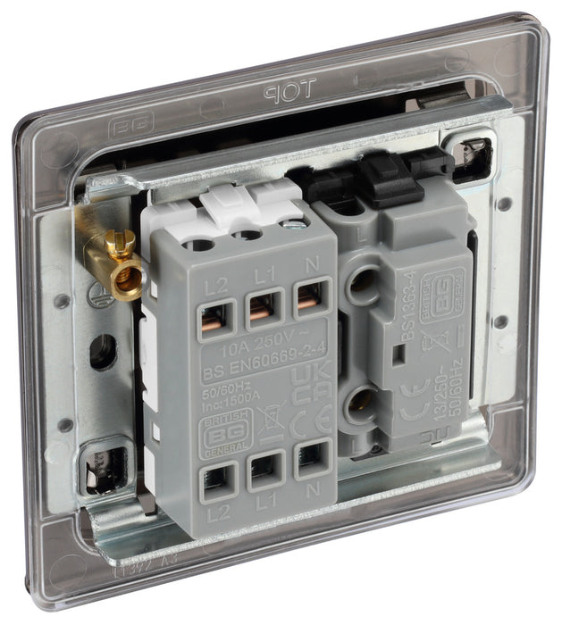 BG FBN15F Flatplate Screwless Triple Pole Fused Fan Isolator Switch 10A - Black Nickel - westbasedirect.com