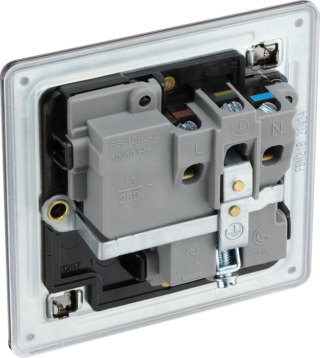 BG FBN21B Flatplate Screwless Single Socket 13A - Black Insert - Black Nickel - westbasedirect.com