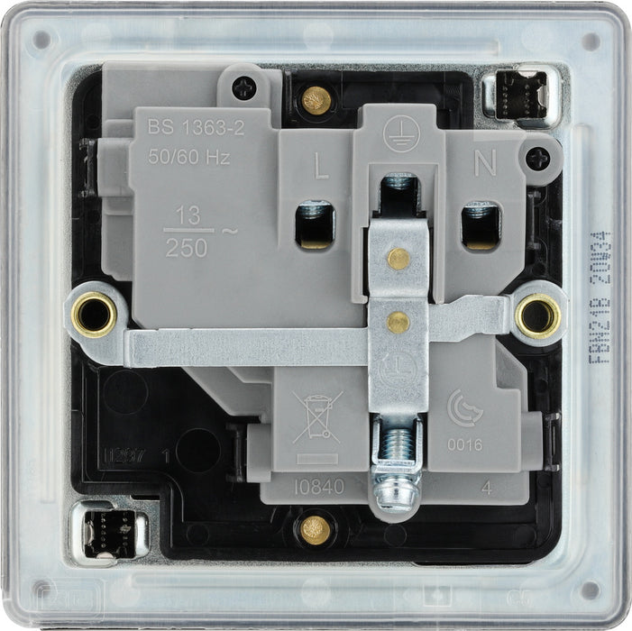 BG FBN21B Flatplate Screwless Single Socket 13A - Black Insert - Black Nickel - westbasedirect.com