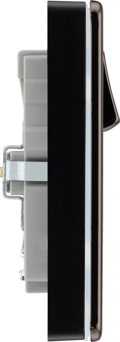 BG FBN22UAC22B Flatplate Screwless 13A Double Switched Power Socket + USB A+C (22W) - Black Nickel + Black Insert - westbasedirect.com