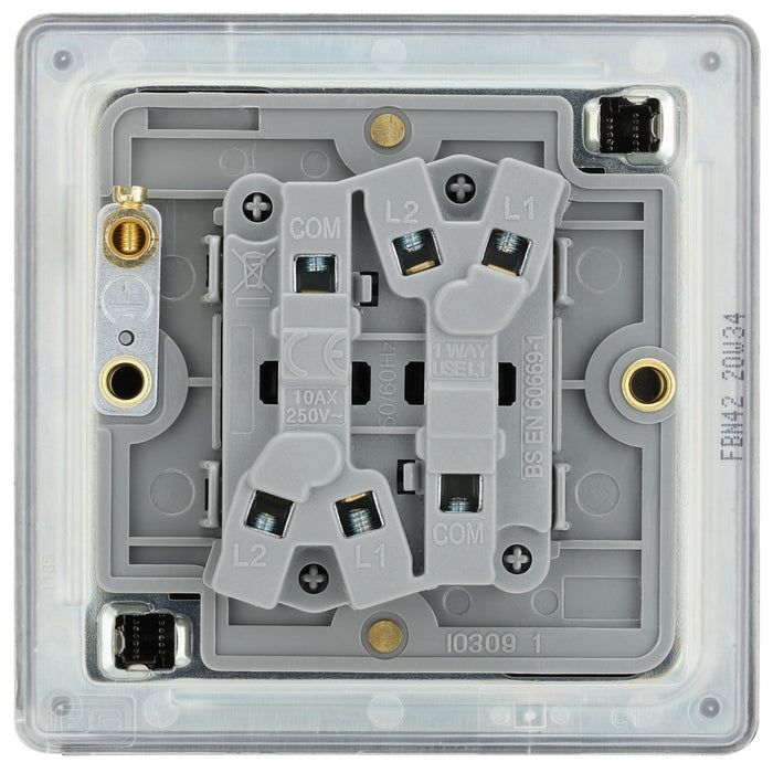 BG FBN42 Flatplate Screwless Double Light Switch 10A - Black Nickel (5 Pack) - westbasedirect.com