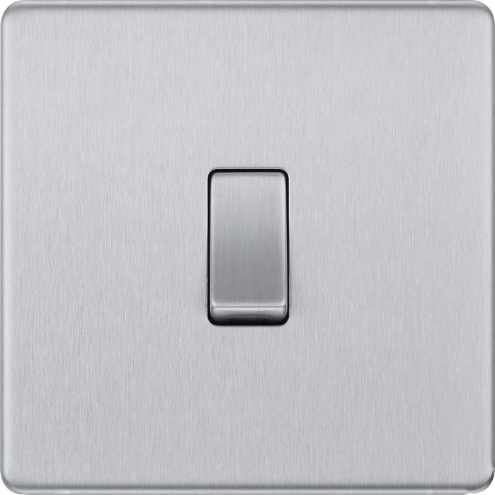 BG FBS12 Flatplate Screwless Single Light Switch 10A - Brushed Steel (5 Pack) - westbasedirect.com