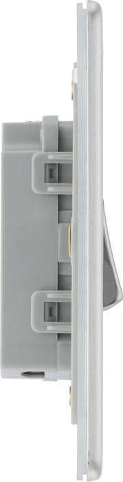BG FBS12 Flatplate Screwless Single Light Switch 10A - Brushed Steel (5 Pack) - westbasedirect.com