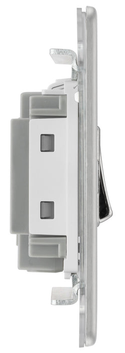 BG FBS15F Flatplate Screwless Triple Pole Fused Fan Isolator Switch 10A - Brushed Steel - westbasedirect.com