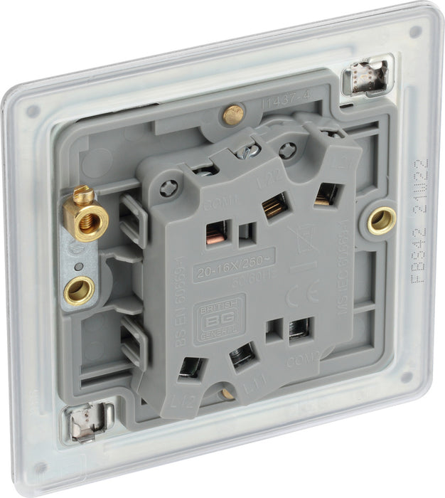 BG FBS42 Flatplate Screwless Double Light Switch 10A - Brushed Steel (5 Pack) - westbasedirect.com