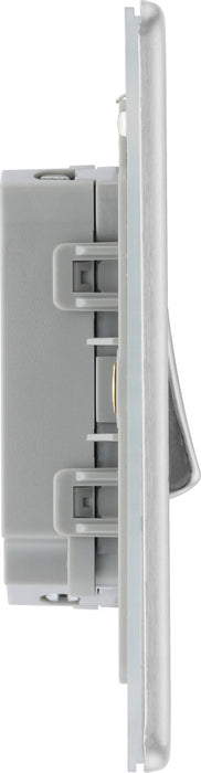 BG FBS42 Flatplate Screwless Double Light Switch 10A - Brushed Steel - westbasedirect.com