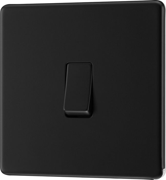 BG FFB12 Flatplate Screwless Single Light Switch 10A - Matt Black - westbasedirect.com