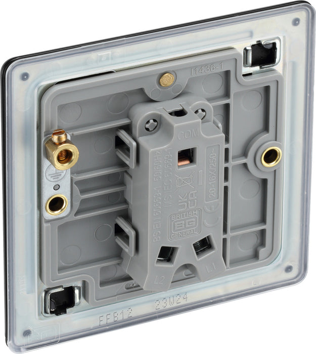 BG FFB12 Flatplate Screwless Single Light Switch 10A - Matt Black - westbasedirect.com