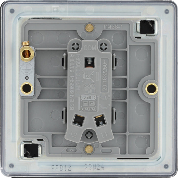 BG FFB12 Flatplate Screwless Single Light Switch 10A - Matt Black - westbasedirect.com