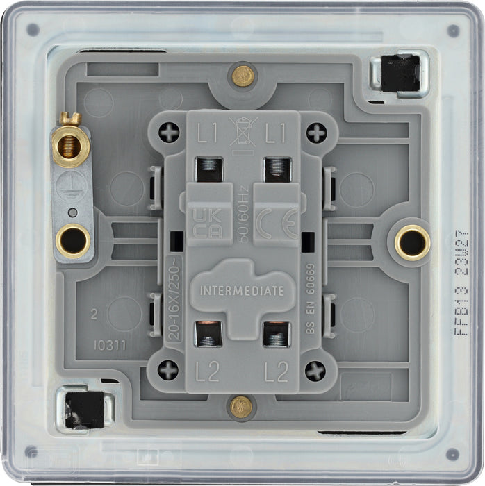 BG FFB13 Flatplate Screwless Intermediate Light Switch 10A - Matt Black - westbasedirect.com