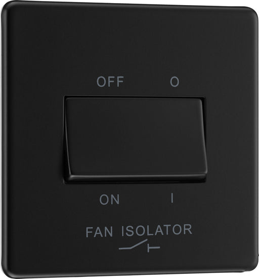 BG FFB15 Flatplate Screwless Fan Isolator Switch TP 10A - Matt Black - westbasedirect.com