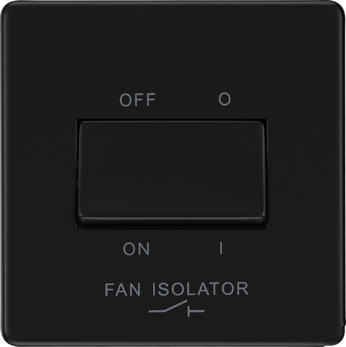 BG FFB15 Flatplate Screwless Fan Isolator Switch TP 10A - Matt Black - westbasedirect.com